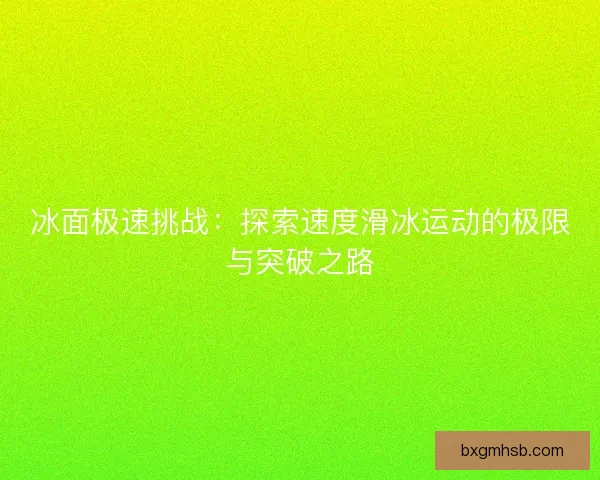 冰面极速挑战：探索速度滑冰运动的极限与突破之路