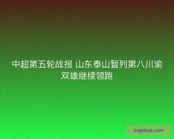 中超第五轮战报 山东泰山暂列第八川渝双雄继续领跑