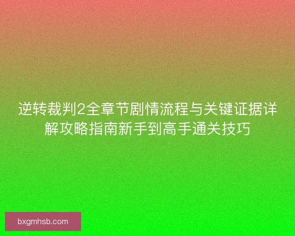 逆转裁判2全章节剧情流程与关键证据详解攻略指南新手到高手通关技巧 逆转裁判2全章节剧情流程与关键证据详解攻略指南新手到高手通关技巧